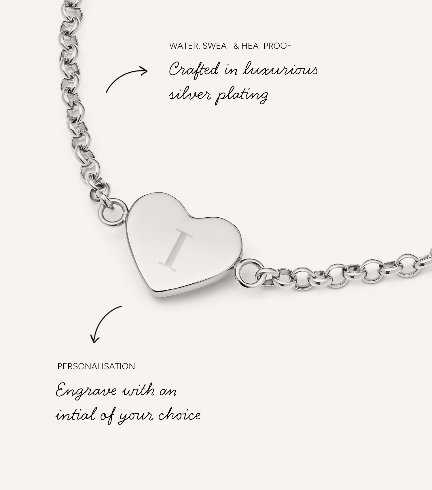 White Quartz Heart Bracelet (Silver)