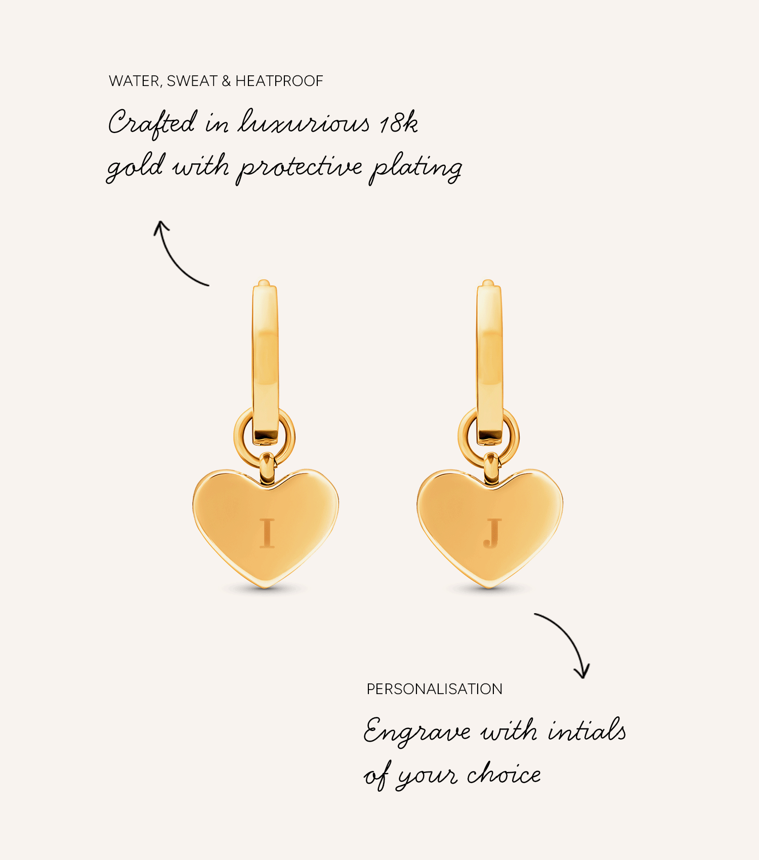 White Quartz Heart Huggie Earrings (Gold)