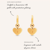 White Quartz Heart Huggie Earrings (Gold)