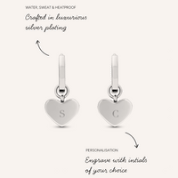 White Quartz Heart Huggie Earrings (Silver)