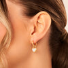 White Quartz Heart Huggie Earrings (Gold)