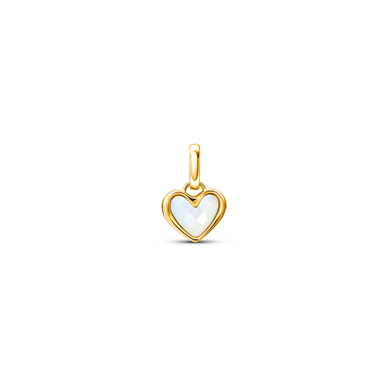 White Quartz Heart Pendant (Gold)