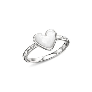White Quartz Heart Ring (Silver)