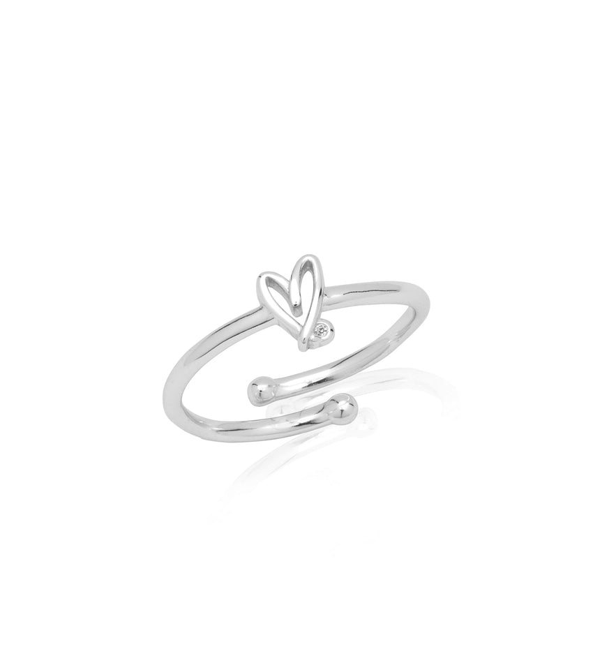 Stories Doodle Heart Birthstone Ring (Silver)
