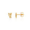 Stories Doodle Heart Birthstone Stud Earrings (Gold)
