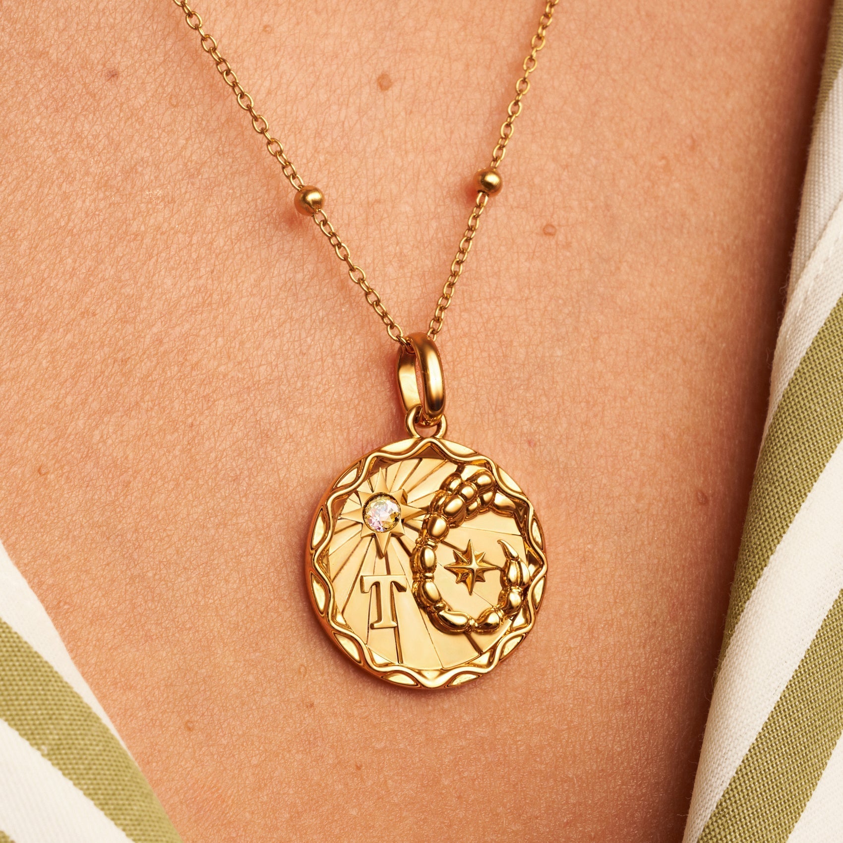 10K Solid Gold Zodiac Necklace, Zodiac Coin Disc Pendant, Zodiac Jewelry, Zodiac Sign, Personalized Necklace, Custom selling Zodiac ,