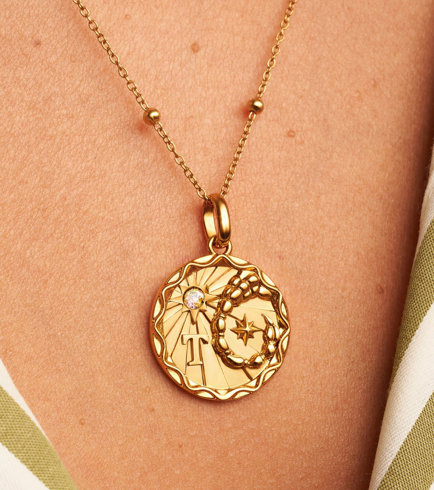 Custom Zodiac Coin Necklace (Gold)