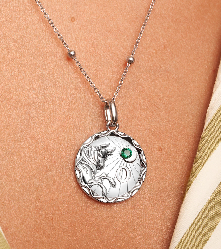 Custom Zodiac Coin Necklace (Silver)