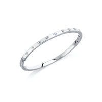 Aqua Crystal Heart Bangle (Silver)