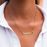 Birthstone Name Necklace (Gold)