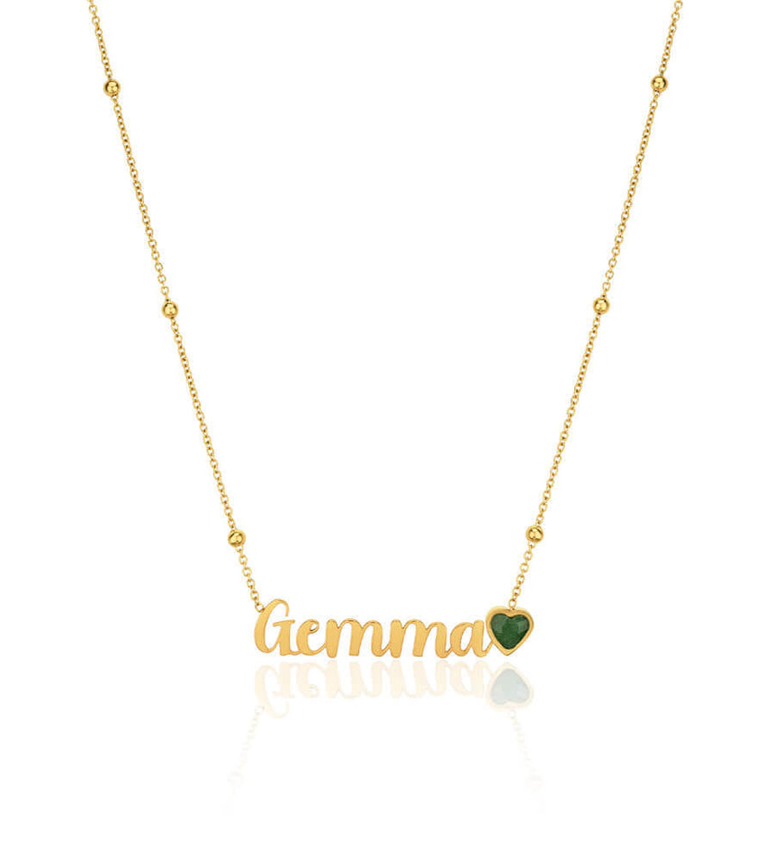 Birthstone Name Necklace (Gold)