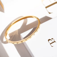 Crystal Heart Bangle (Gold)