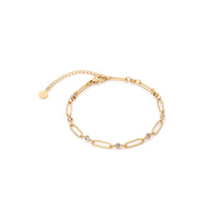 Crystal Paperclip Chain Bracelet (Gold)