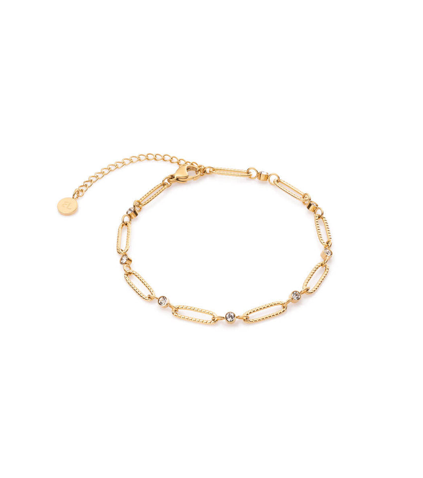 Crystal Paperclip Chain Bracelet (Gold)