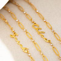 Crystal Paperclip Chain Bracelet (Gold)