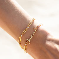 Crystal Paperclip Chain Bracelet (Gold)