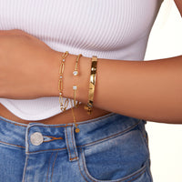 Crystal Paperclip Chain Bracelet (Gold)