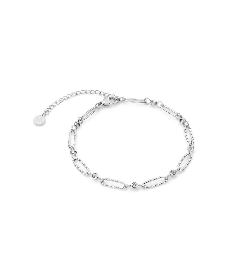 Crystal Paperclip Chain Bracelet (Silver)