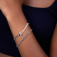 Crystal Paperclip Chain Bracelet (Silver)