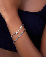 Crystal Paperclip Chain Bracelet (Silver)