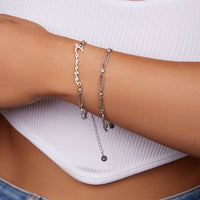 Crystal Paperclip Chain Bracelet (Silver)