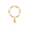 Hammered Initial Figaro Chain Bracelet (Gold)