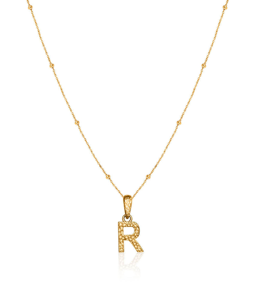 Hammered Initial Necklace (Gold)