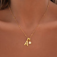 Hammered Initial Necklace (Gold)