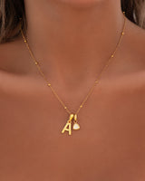 Hammered Initial Necklace (Gold)