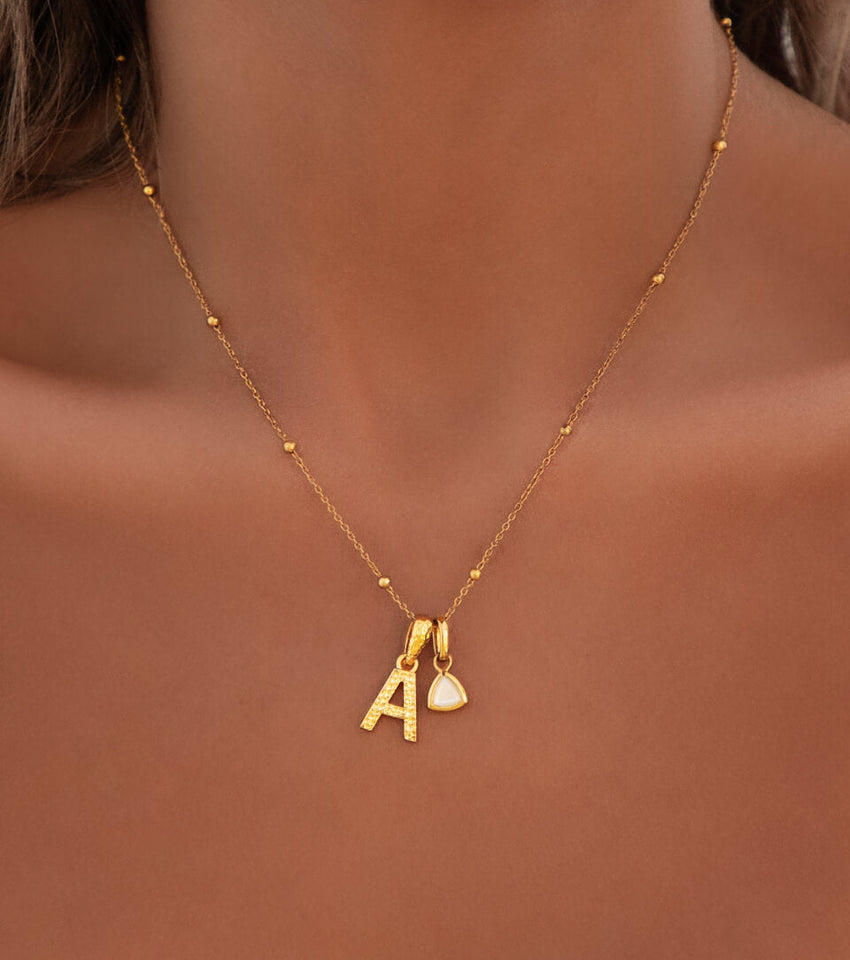 Hammered Initial Necklace (Gold)