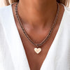 Heart Curb Chain Necklace (Rose Gold)