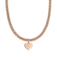 Heart Curb Chain Necklace (Rose Gold)