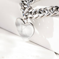 Heart Curb Chain Necklace (Silver)