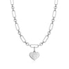 Heart Figaro Chain Necklace (Silver)