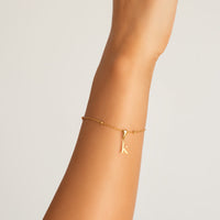 Lowercase Initial Sphere Chain Bracelet (Gold)