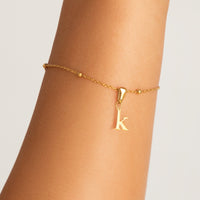 Lowercase Initial Sphere Chain Bracelet (Gold)