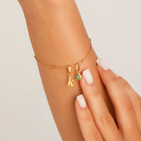 Lowercase Initial Sphere Chain Bracelet (Gold)