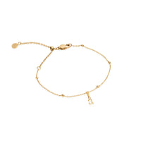 Lowercase Initial Sphere Chain Bracelet (Gold)