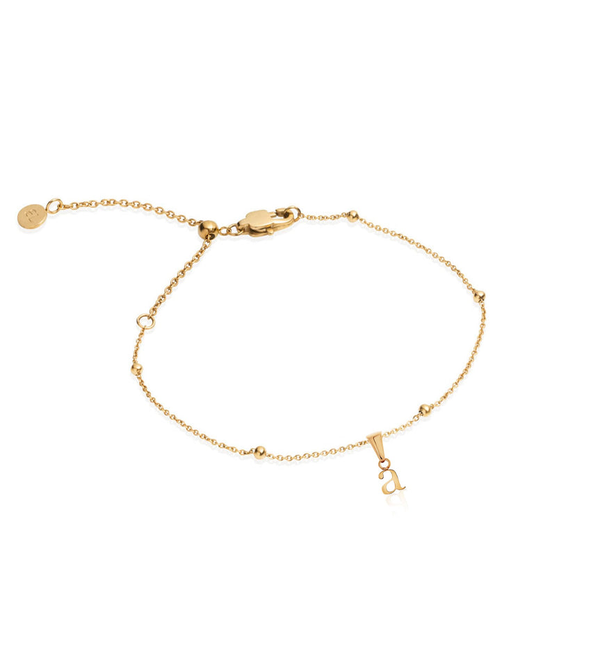 Lowercase Initial Sphere Chain Bracelet (Gold)