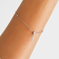 Lowercase Initial Sphere Chain Bracelet (Silver)