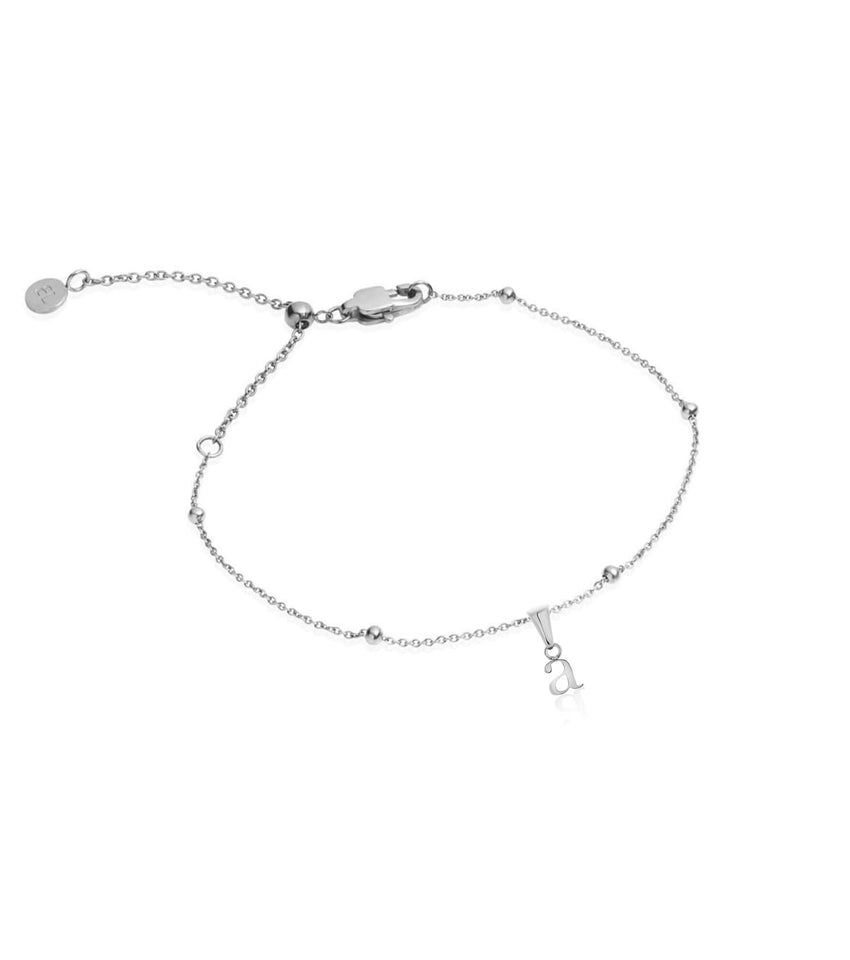 Lowercase Initial Sphere Chain Bracelet (Silver)