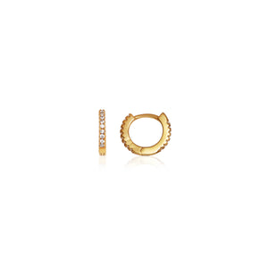 Sterling Silver Crystal Huggie Hoop Earrings (Gold)