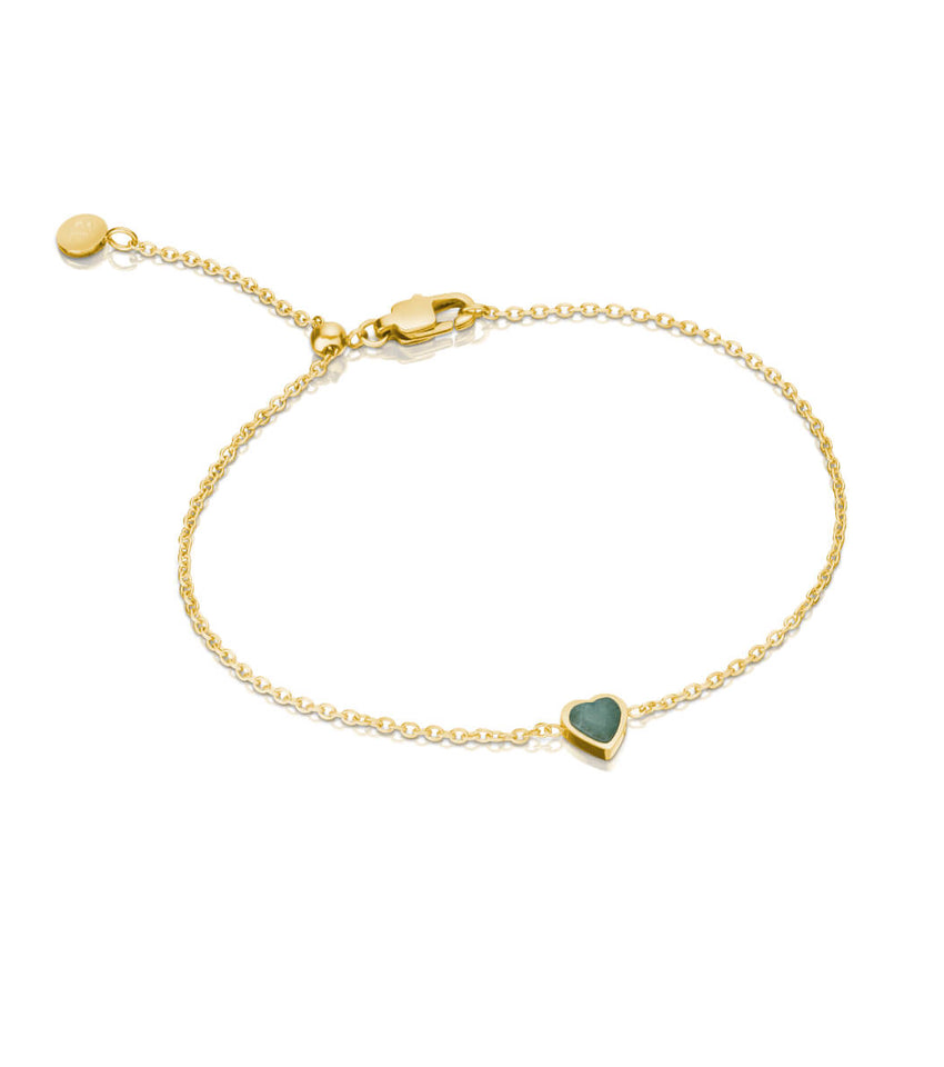 Mini Heart Birthstone Bracelet (Gold)