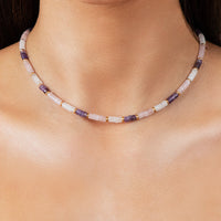 Pastel Quartz Beaded Necklace (Gold)