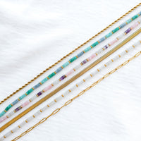 Pastel Quartz Beaded Necklace (Gold)