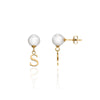 Pearl Initial Drop Earrings (Gold)