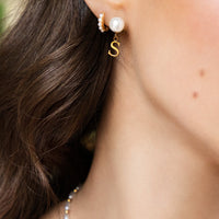 Pearl Initial Drop Earrings (Gold)