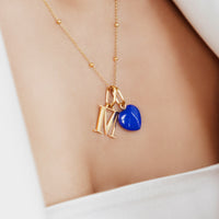 Personalized Initial & Birthstone Necklace (Gold)