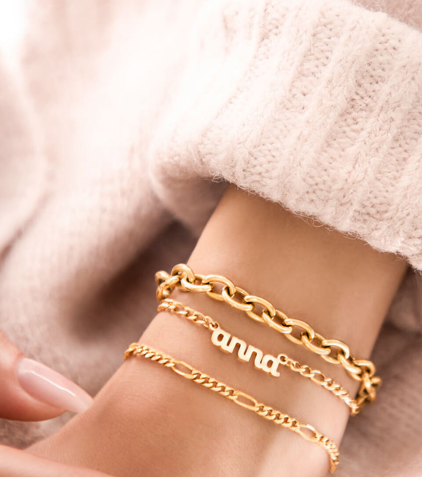 Small Figaro Chain Bracelet (Gold)