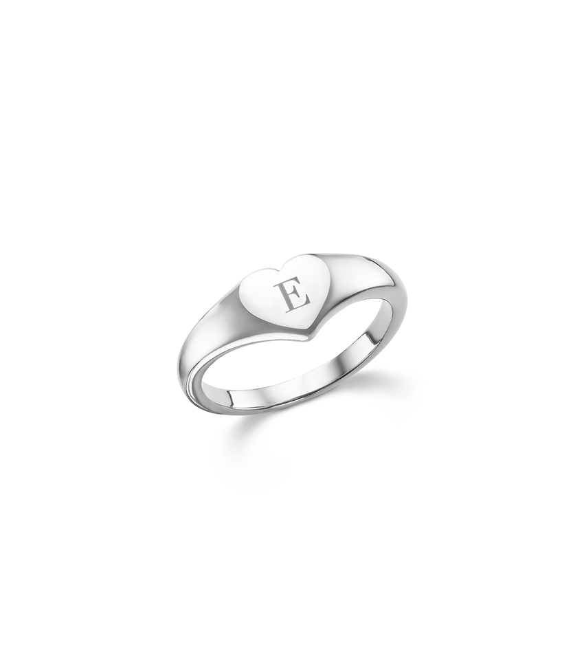 Small Heart Signet Ring (Silver)